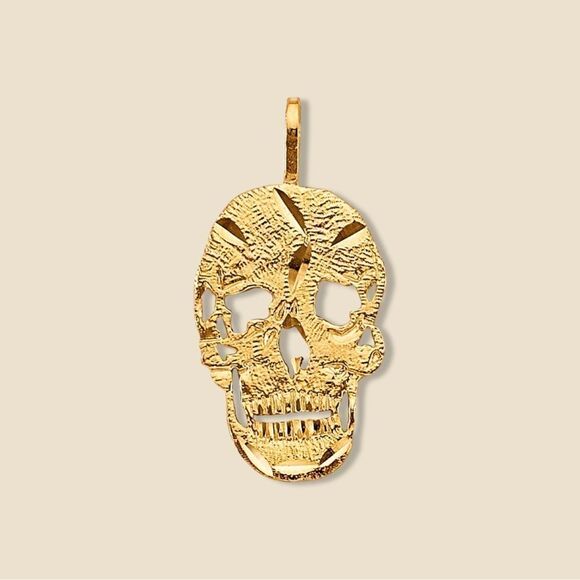 14k Solid Gold Skull Charm | Birthday Gift | Fine Jewelry | Skull Pendant | - Picture 1 of 5